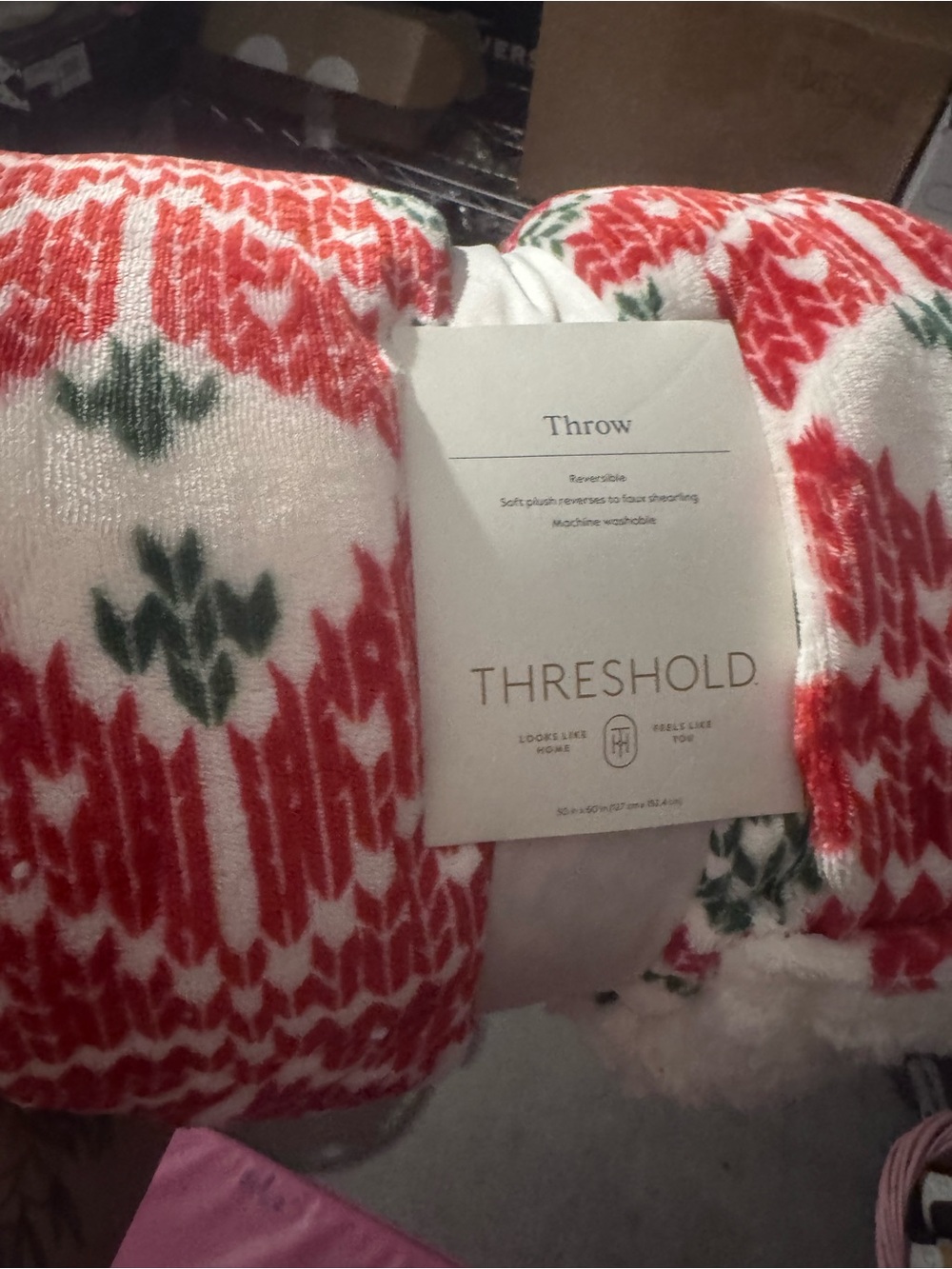 Threshold Red, Green & White Reversible Holiday Throw